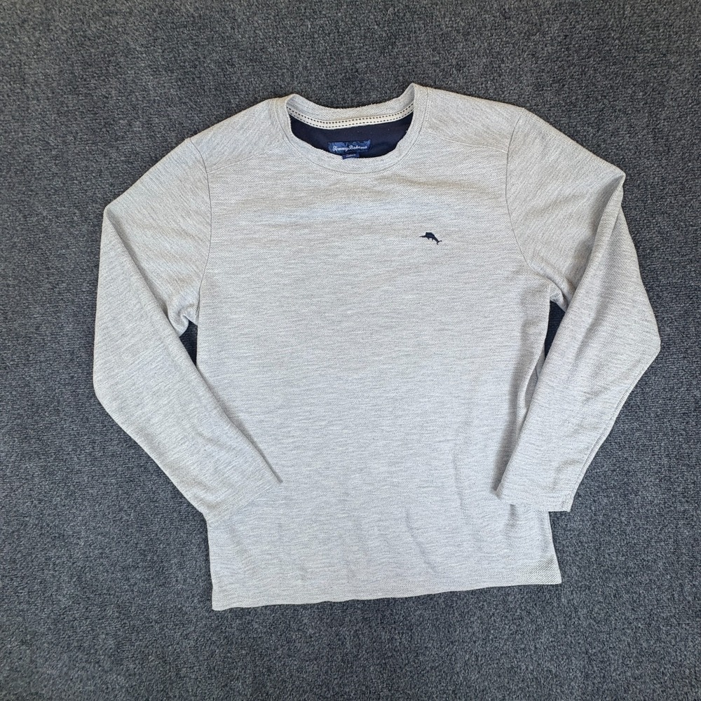 Tommy Bahama Sweatshirt Mens Medium Gray Marlin Logo Performance Winter Crewneck